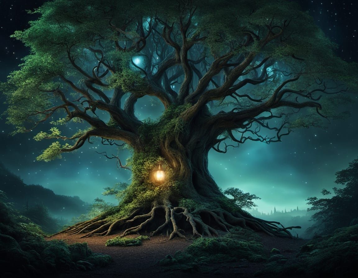 Enchanted Forest Giant Reveals its Mystical Face at Night