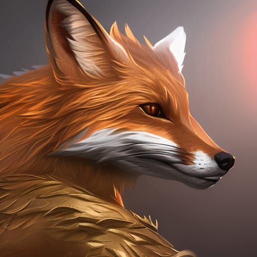 Golden Guardian Fox in Dark Fantasy Style