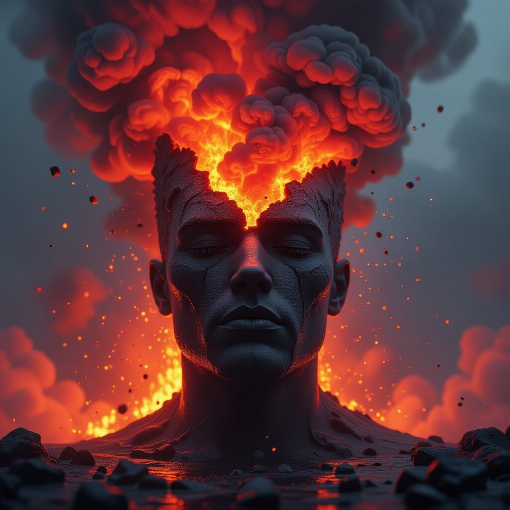 Volcano Erupting Violently Concept Art