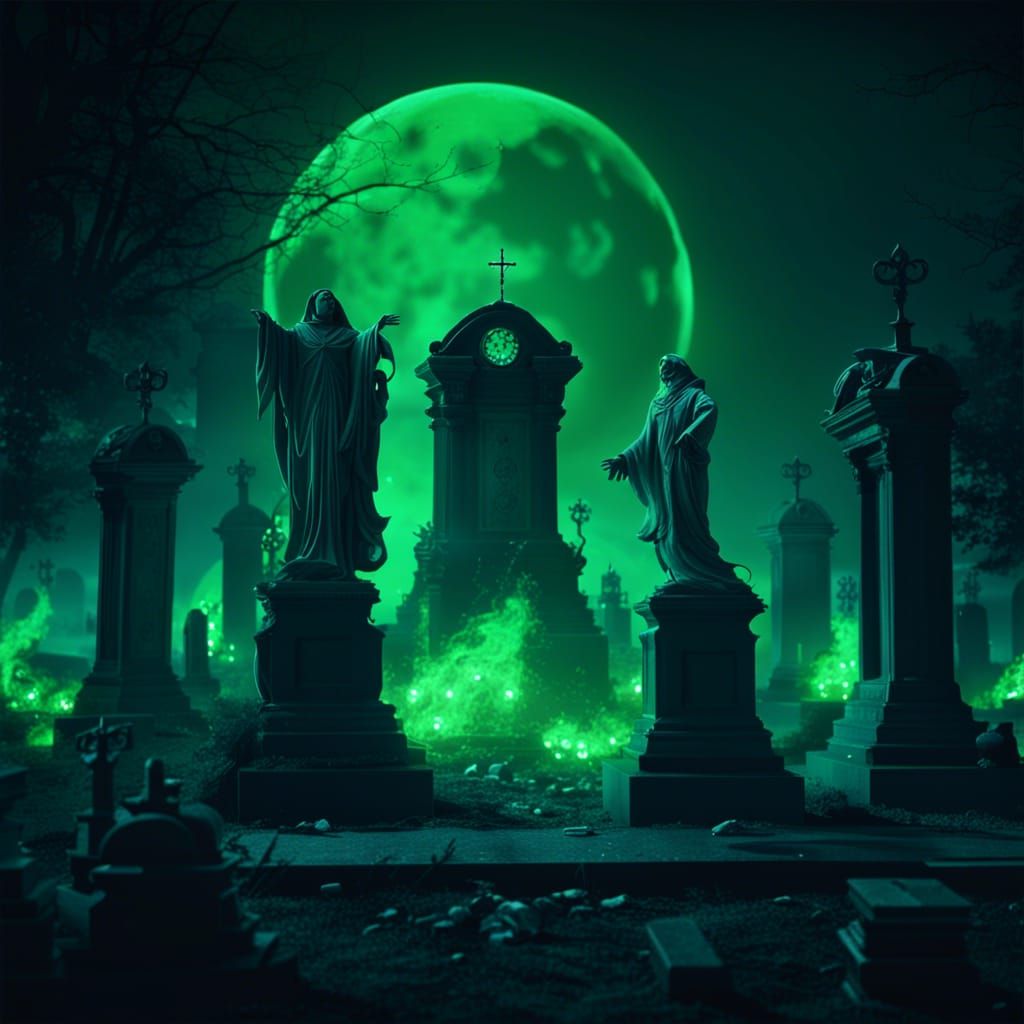 Green Sabbath Night of Evil Spirits in Noir Style