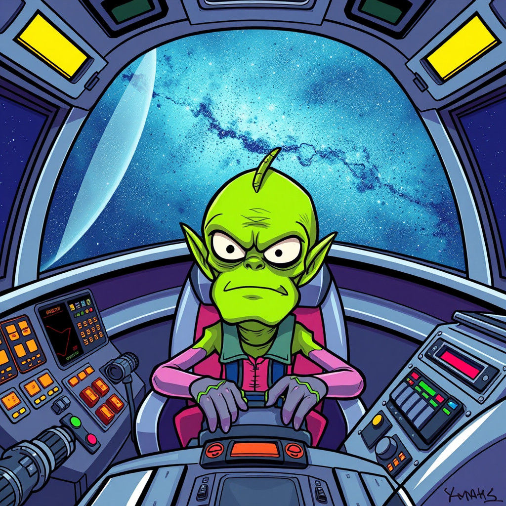 Brak in Spaceship Cockpit, Comic Book Style