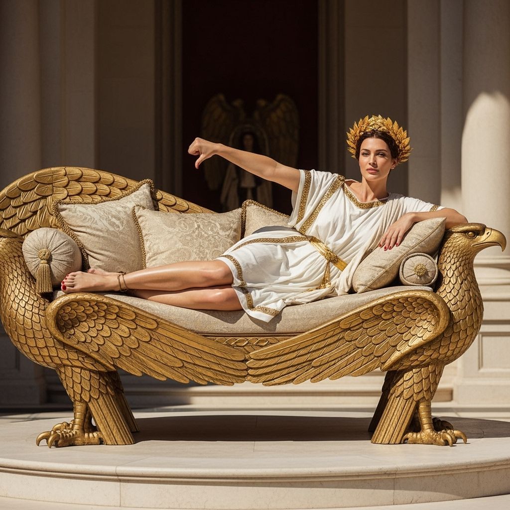 Roman Empress on Eagle Chaise Lounge in Leibovitz Style