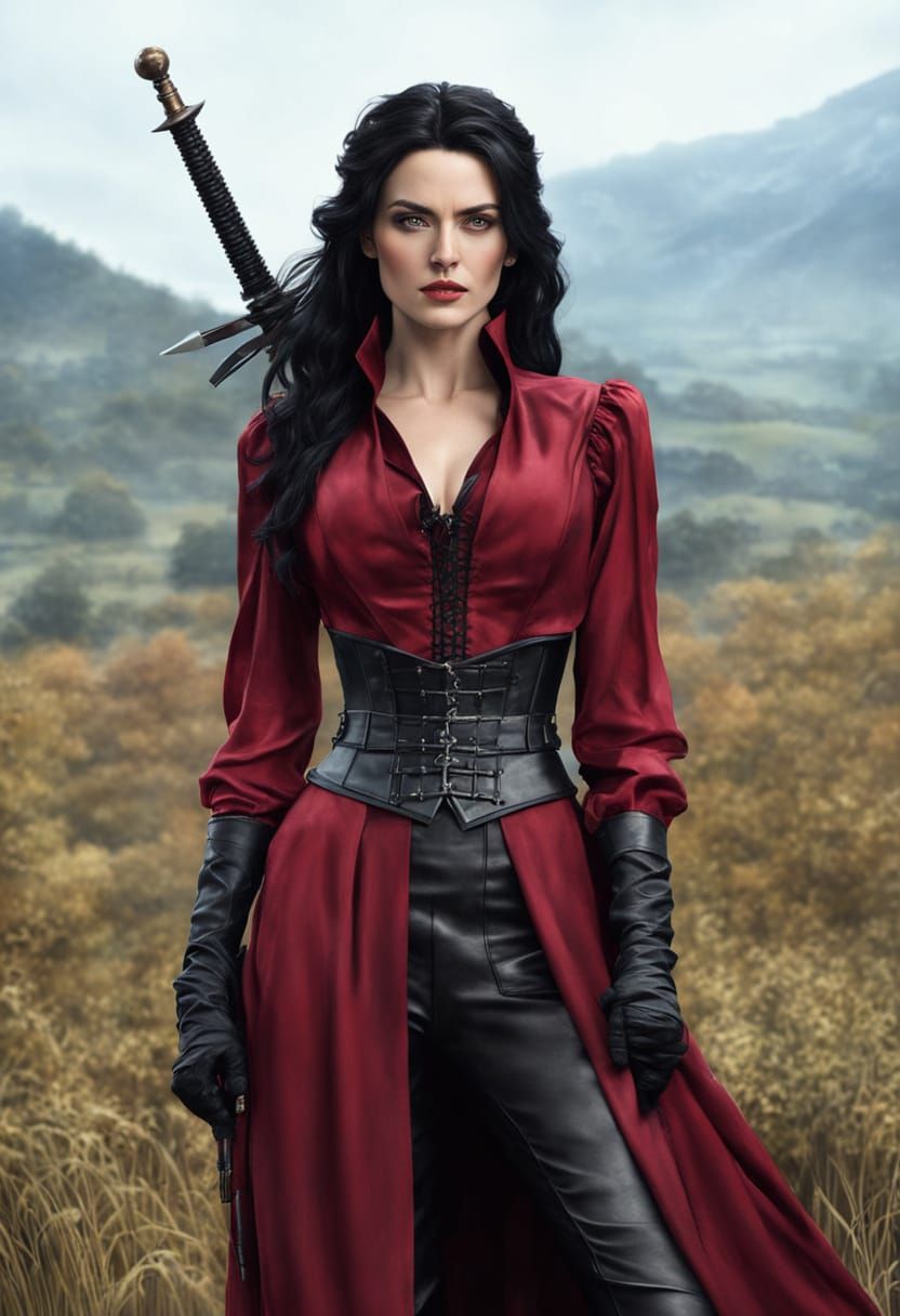 Ultrarealistic Portrait of Woman with Daggers