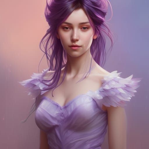 Lavender Fairy Portrait in Art Nouveau Style