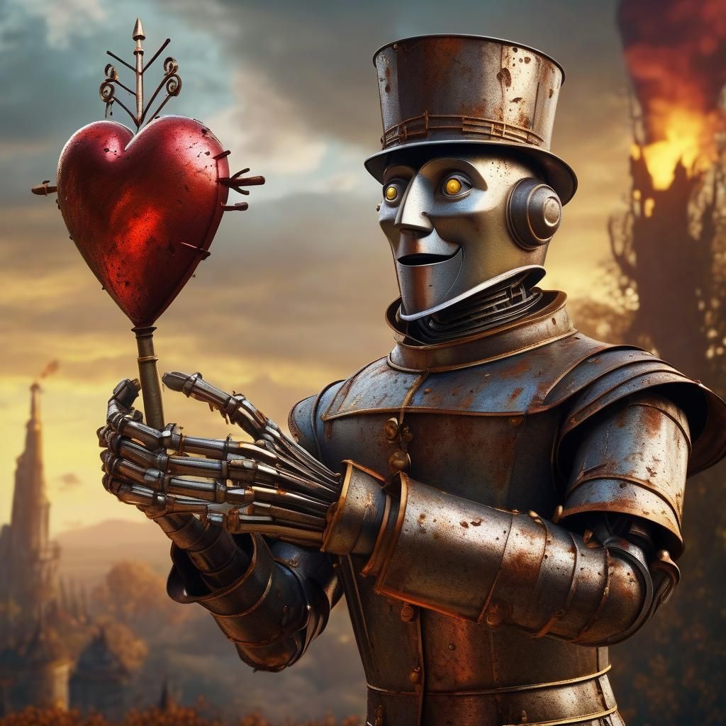 Tin Woodman with Realistic Heart: Detailed Matte Painting