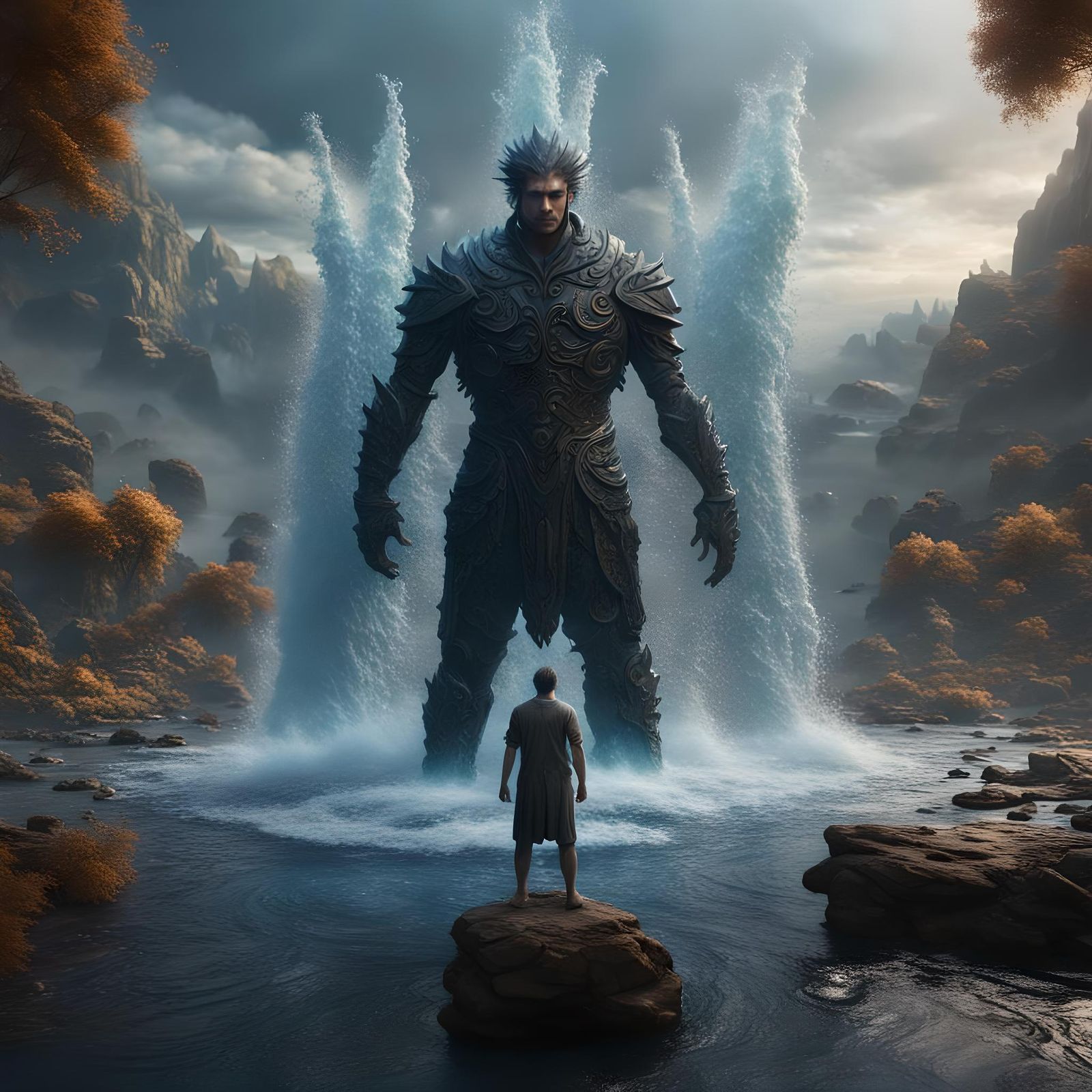 Water Man Before the Fire: Fantasy Concept Art