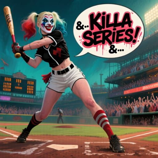 Juggalette Girl with Clown Face Paint Swings Bat
