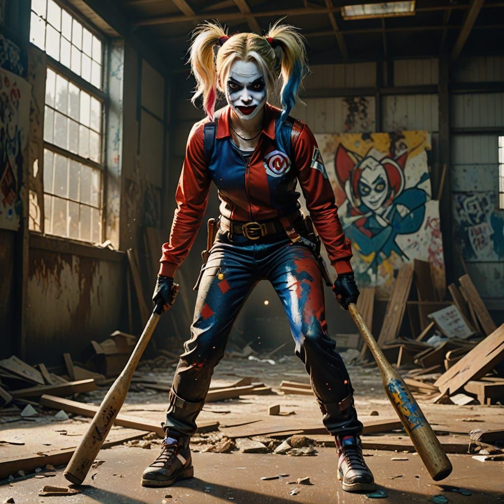 Harley Quinn in Abstract Expressionism Style