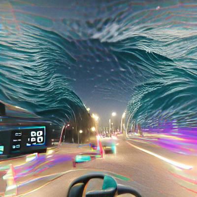 Night Surfer Riding Bioluminescent Wave