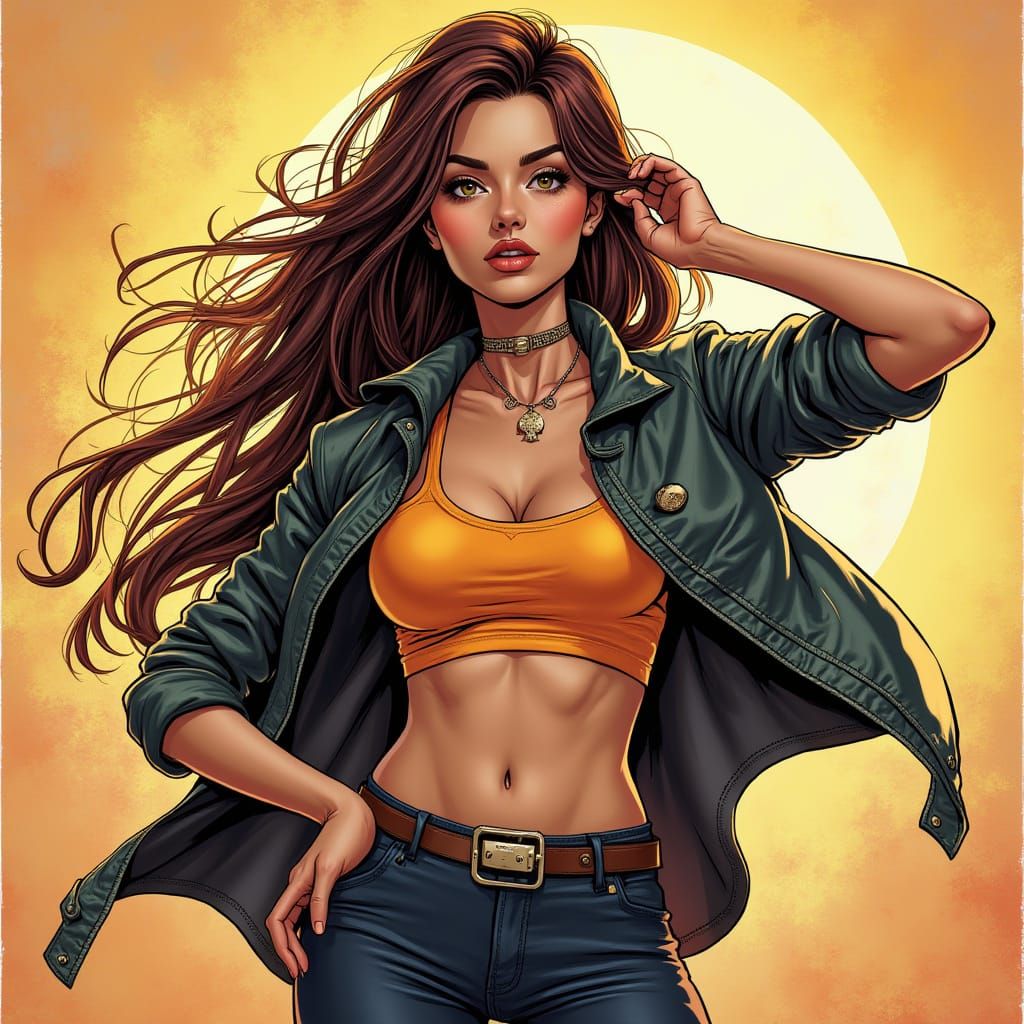 Dynamic Comic Book Cover Girl in Vibrant Colors