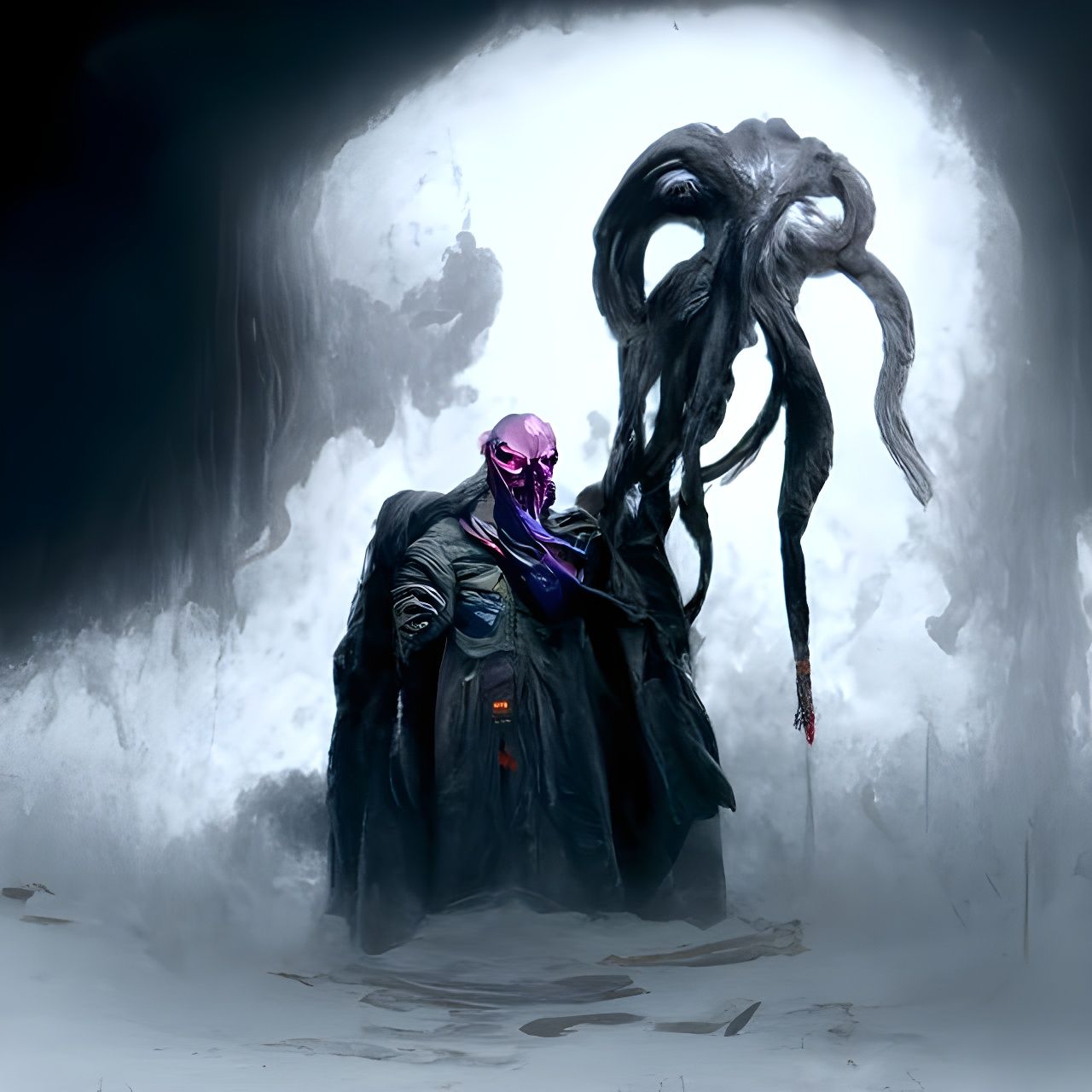 Sinister Mind Flayer in Dark Fantasy Style