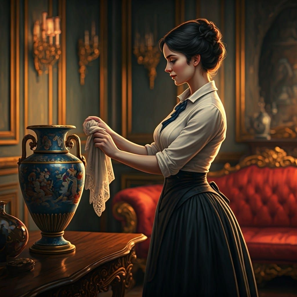 Tradwife Dusting Vase in Luxurious Living Room