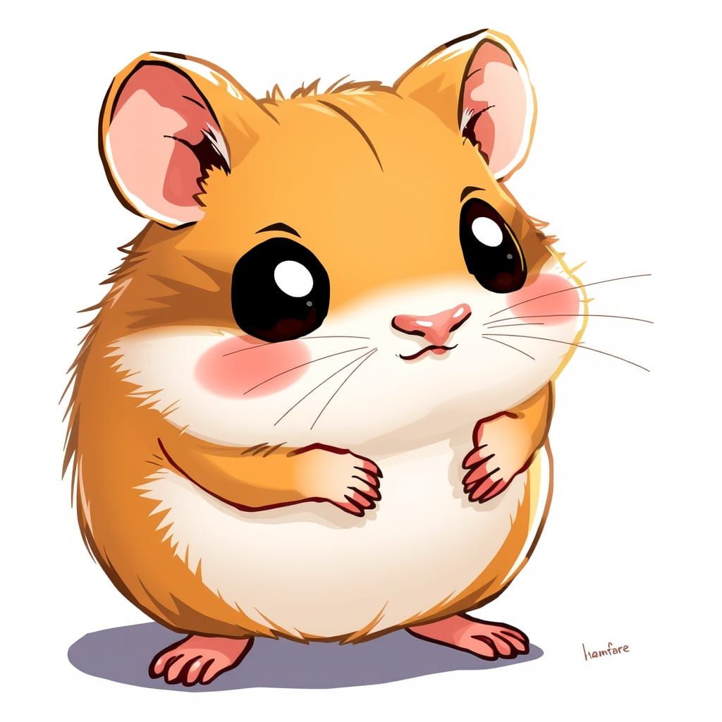 Cartoon Hamster Inspired by Japanese Anime