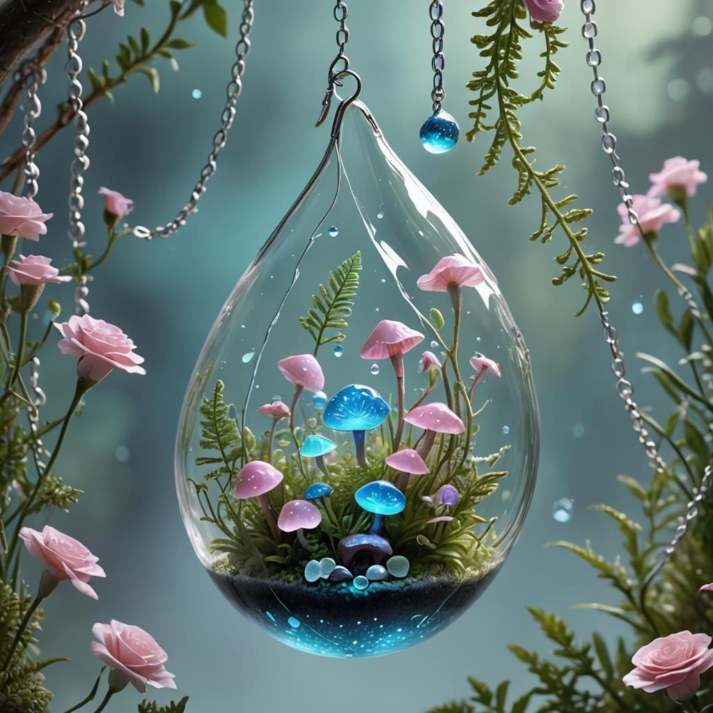 A hyper-realistic digital artwork depicting an enchanting gl...