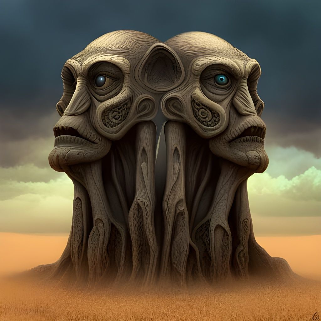 Creepy Biomechanical Being in Dark Surreal Style