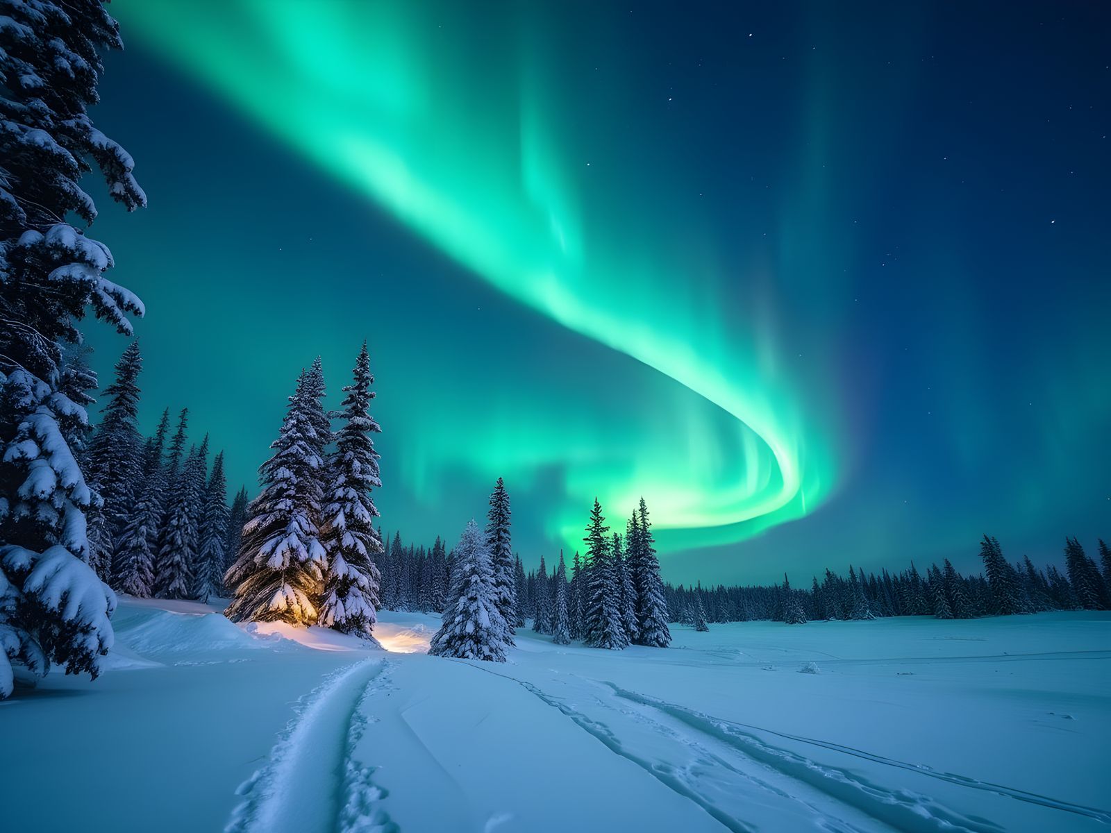 Aurora Borealis Lights Winter Wonderland