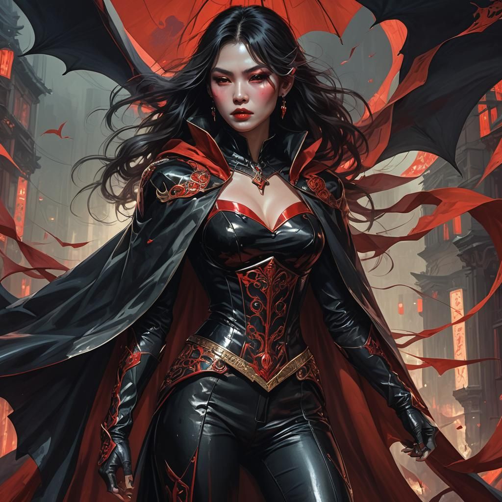 Vietnamese Vampire Portrait in Hyperdetailed Style