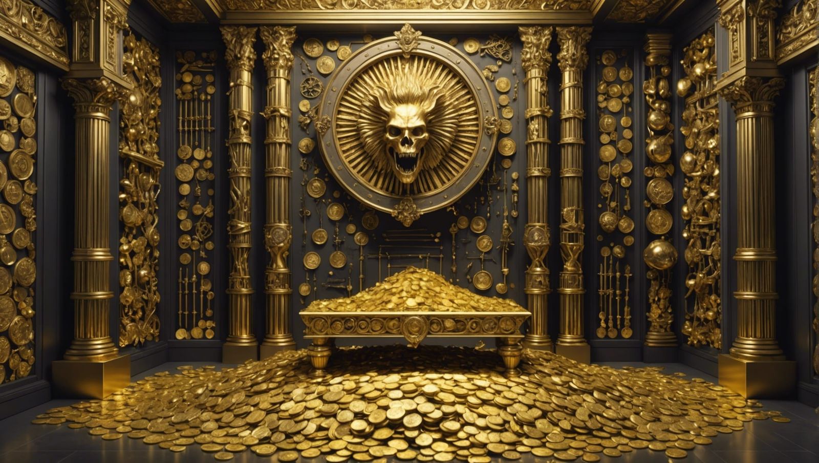 Gringotts Vault Filled with Gold Coins in 3D