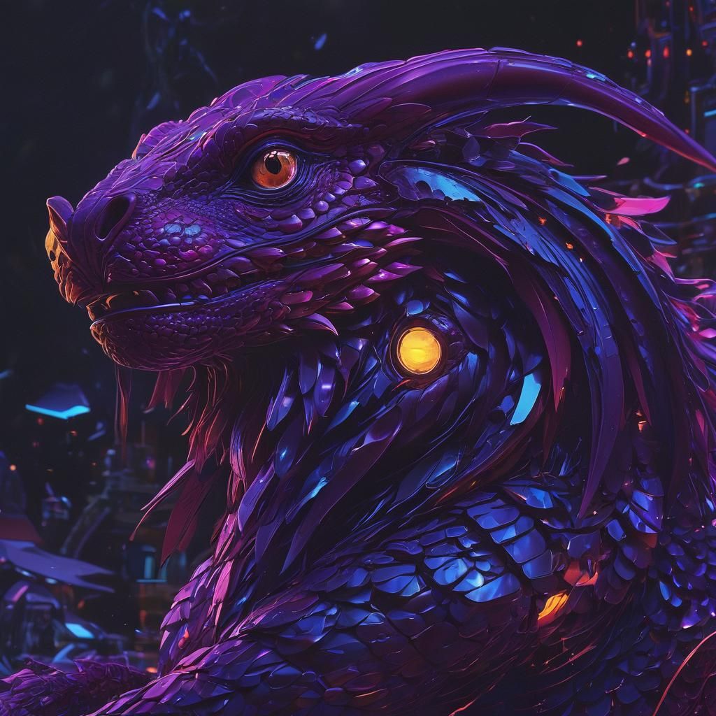 Psychedelic Creature in Neon-Infused Digital Painting