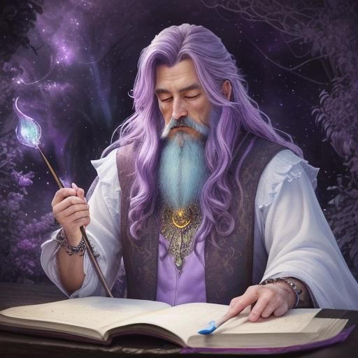 Mystical White Wizard Casting Spell: Watercolor Fantasy Art