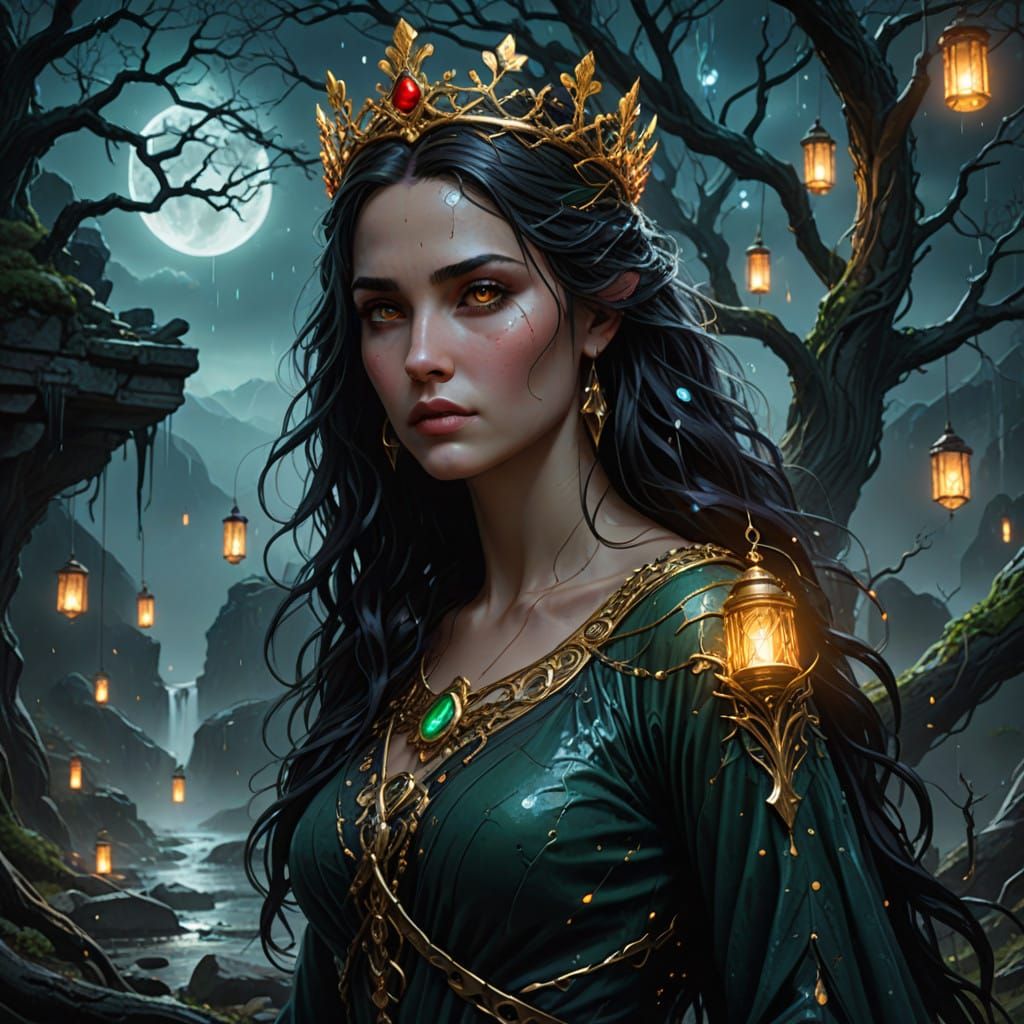 Cyberpunk Goddess of Love in a Dystopian Ruin