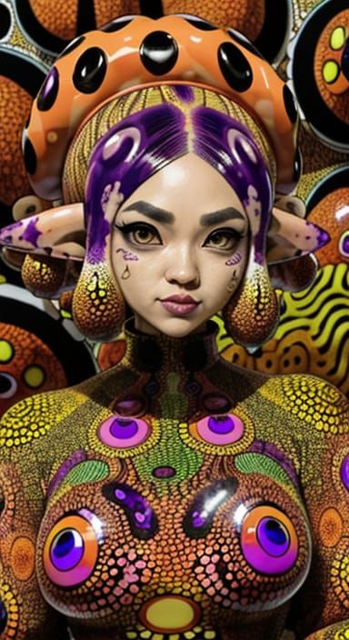 Lady in Vibrant Afro, Surrounded by Downtown LA Art Gallery ...