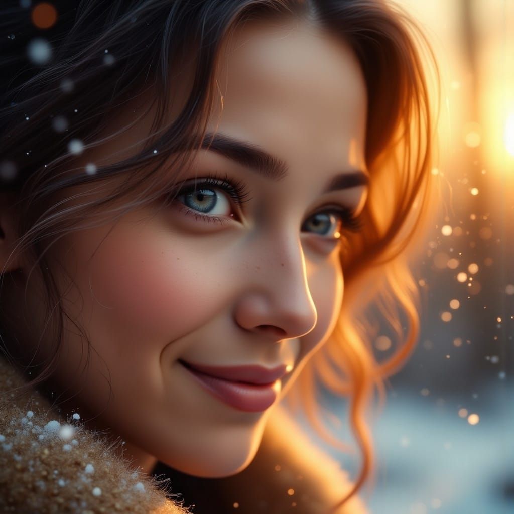 Sparkling Eyes Portrait in Romantic Impressionist Style