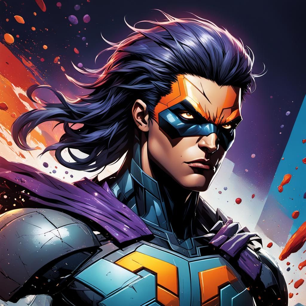 Dramatic Teen Titans Splash Art in Hyperrealism