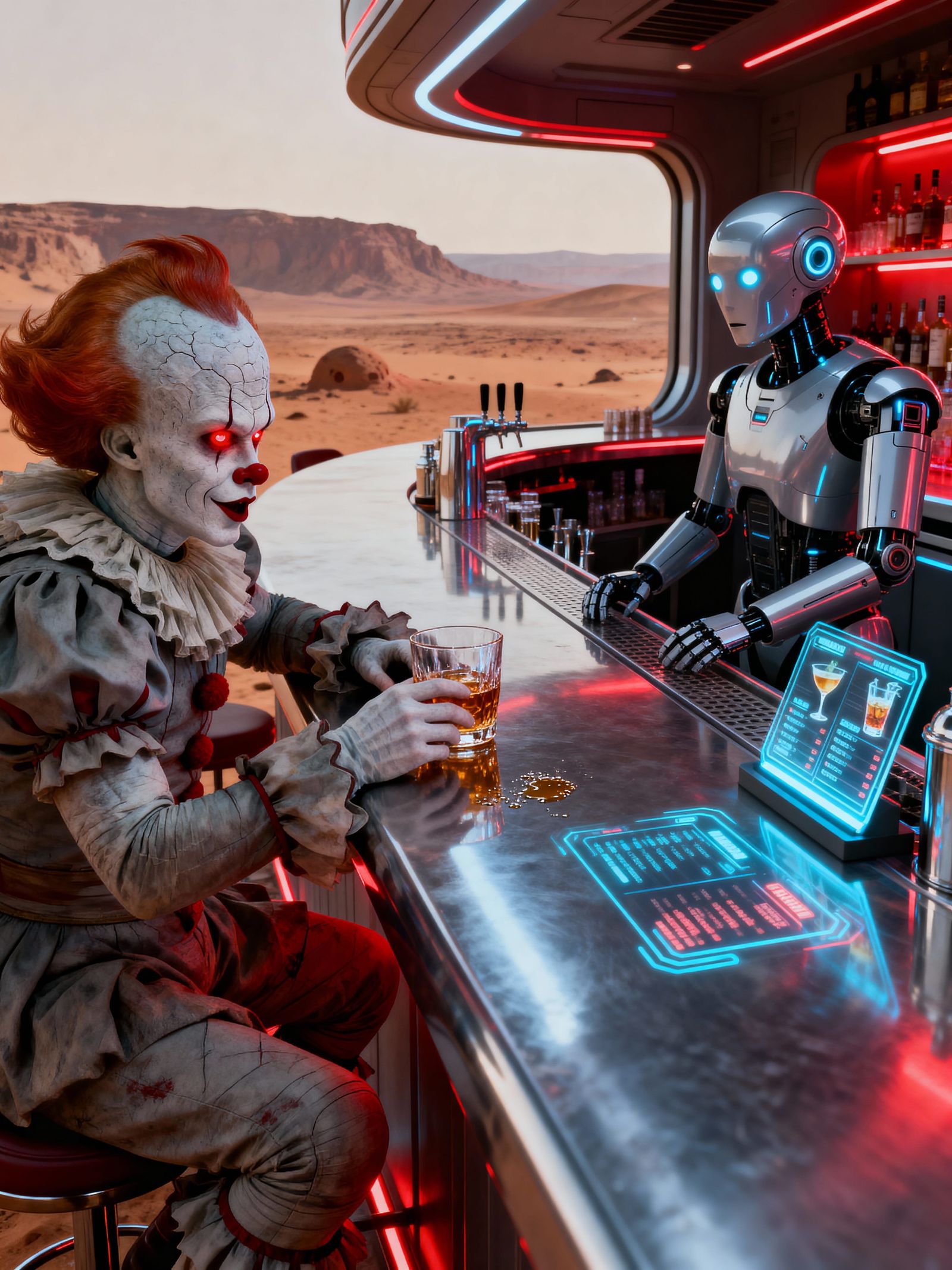 Pennywise Alien Drinks Whiskey on Future Mars Bar