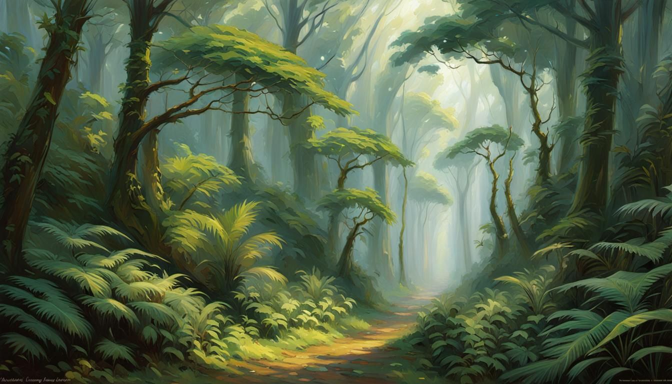a misty tropical forest .