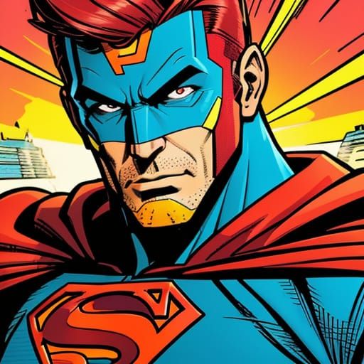 Superhero Dad in Comic Book Art Style