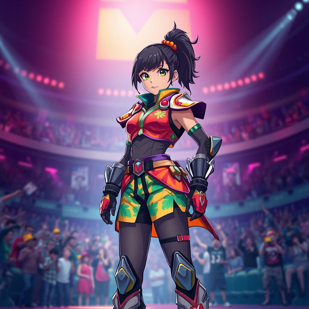 Saint Lucian Teen Fighter in Anime Style