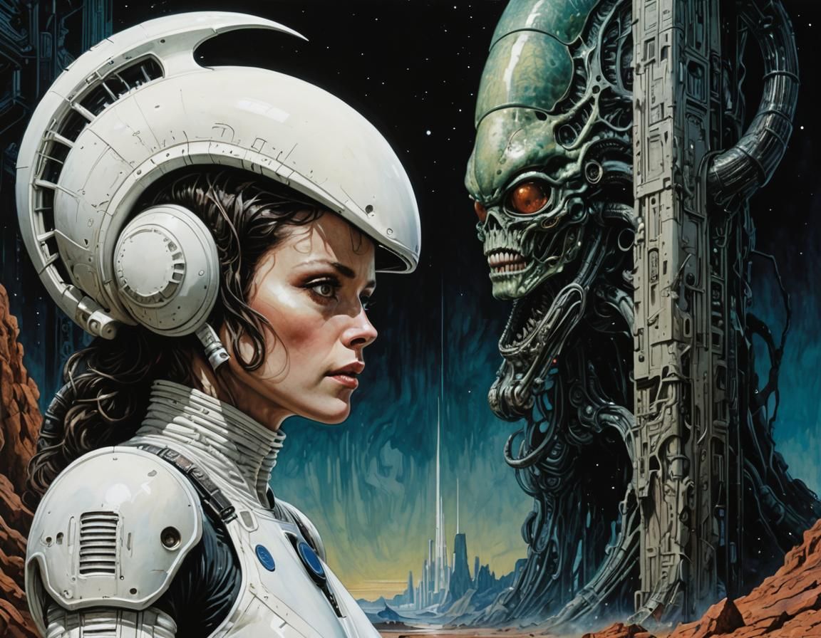 Xenomorph Monolith with Sigourney Weaver, Psychedelic Art