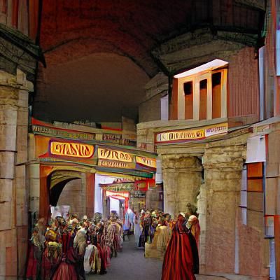 Grand Entrance to a Bustling Roman Market
