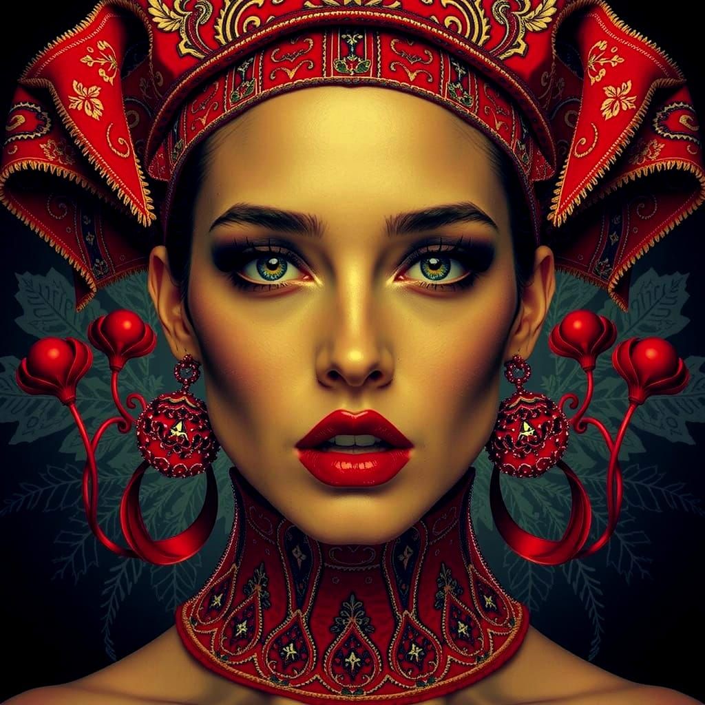 Abstract Swirls of Red Hues Twisting and Curling