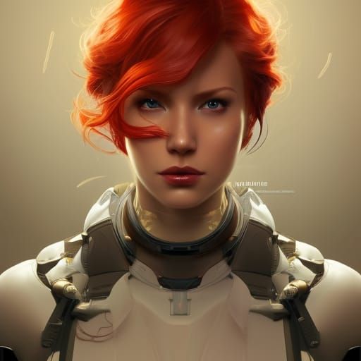 Redhead Space Surgeon Portrait in Hyperdetailed Style
