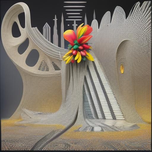 Psychedelic Cornucopia: A Surreal 3D Rendering