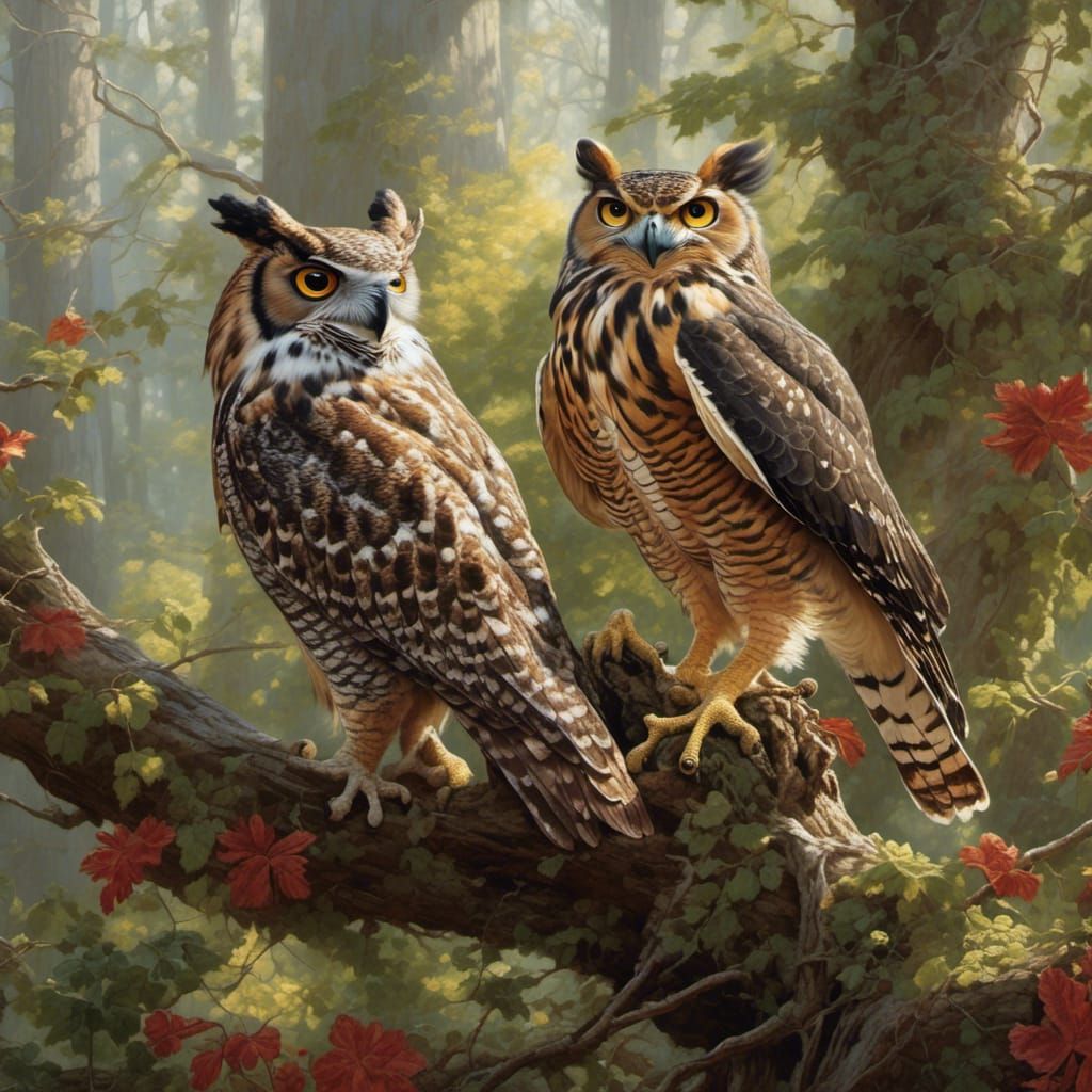 Frog King's Council with Owl and Hawk