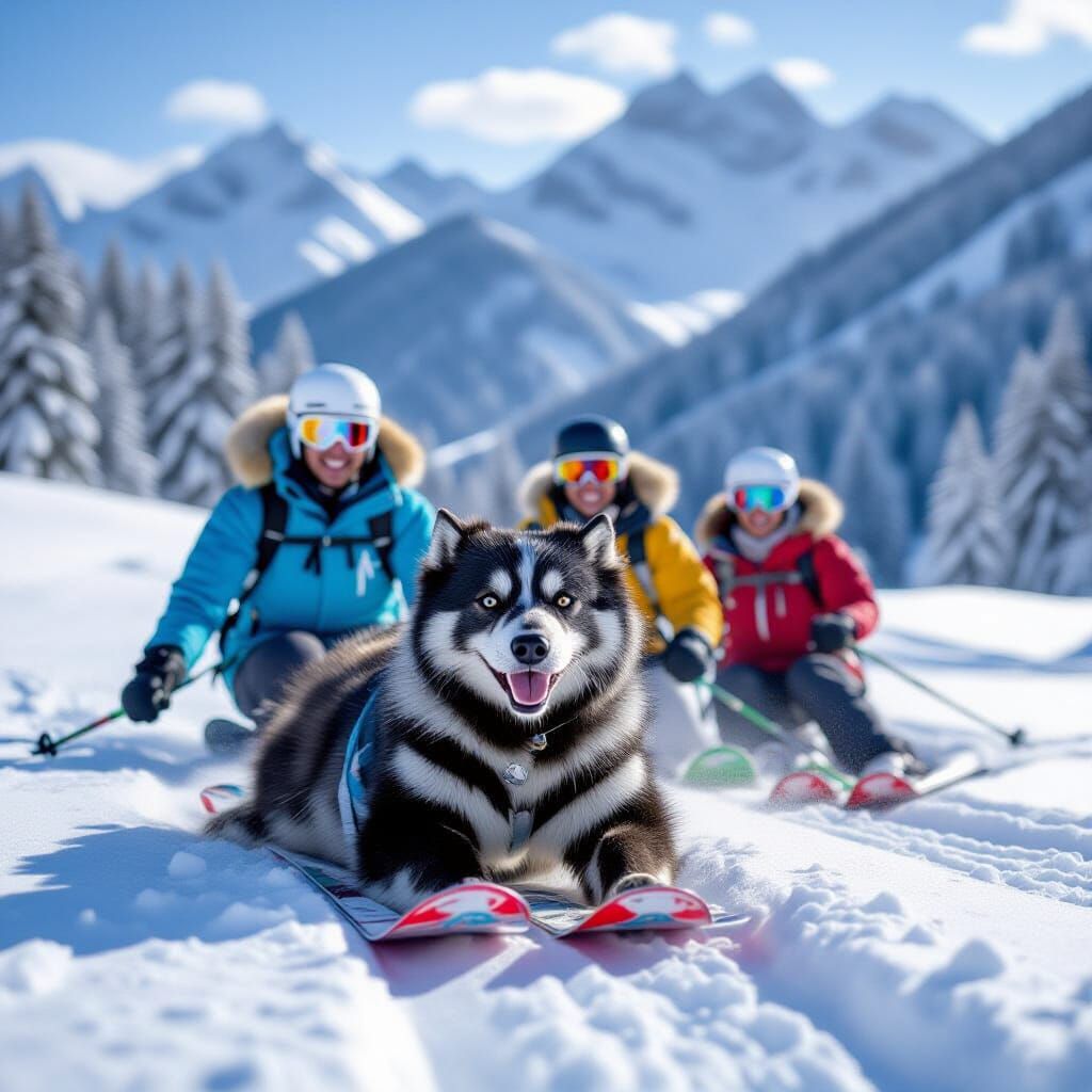 Cute Squirrels Skiing in Swiss Alps