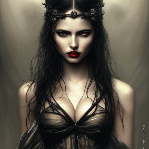 Gothic Woman: Detailed Oil Painting in Fantasy Art Style