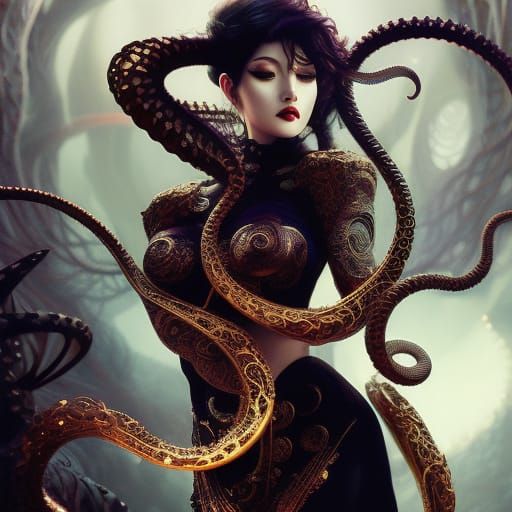 Tentacle Woman in Manga Style