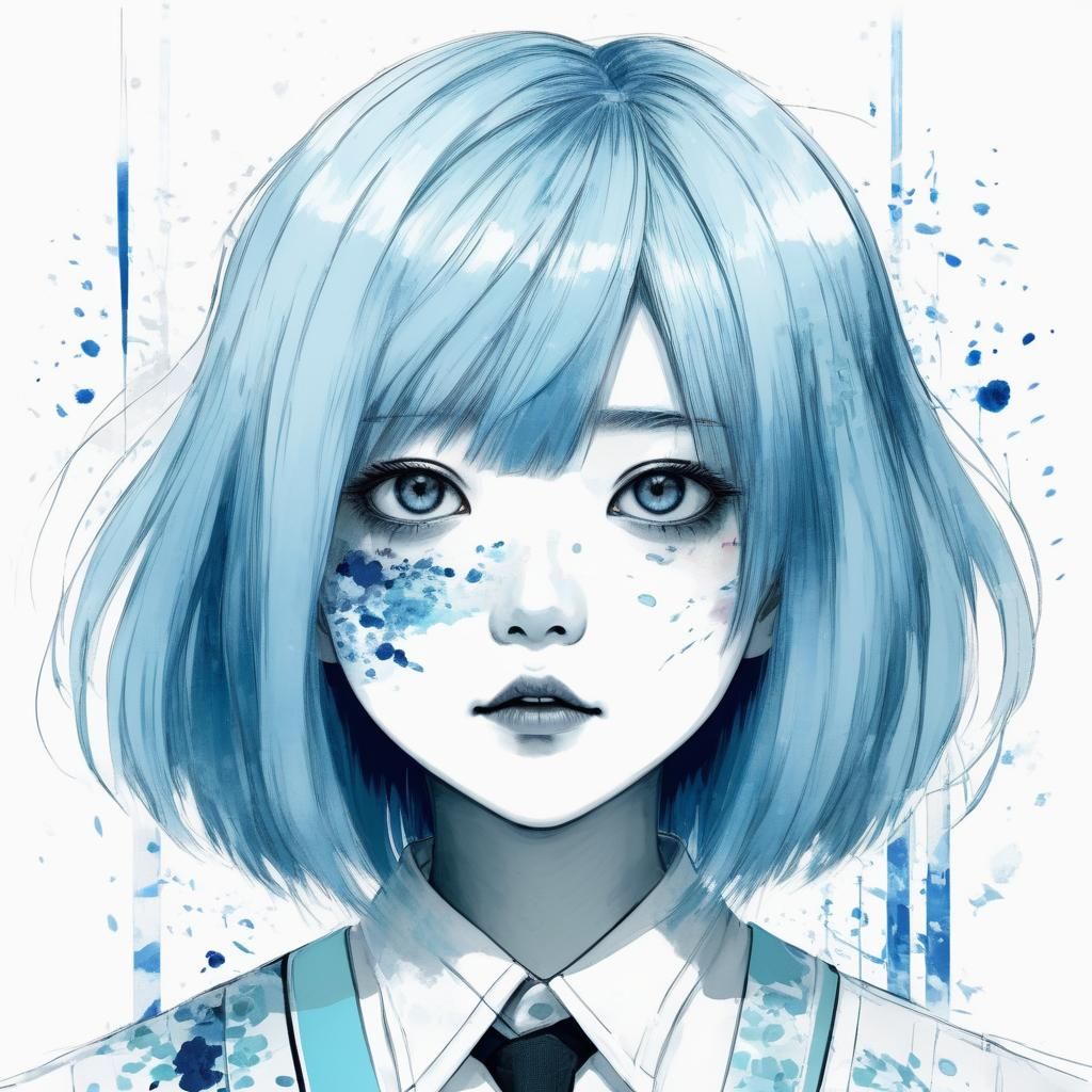 Eerie Manga Character Portrait in Dark Style