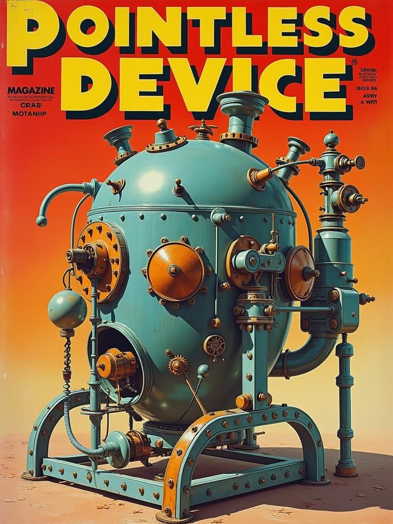 Retro-Futuristic Pointless Device Magazine Cover