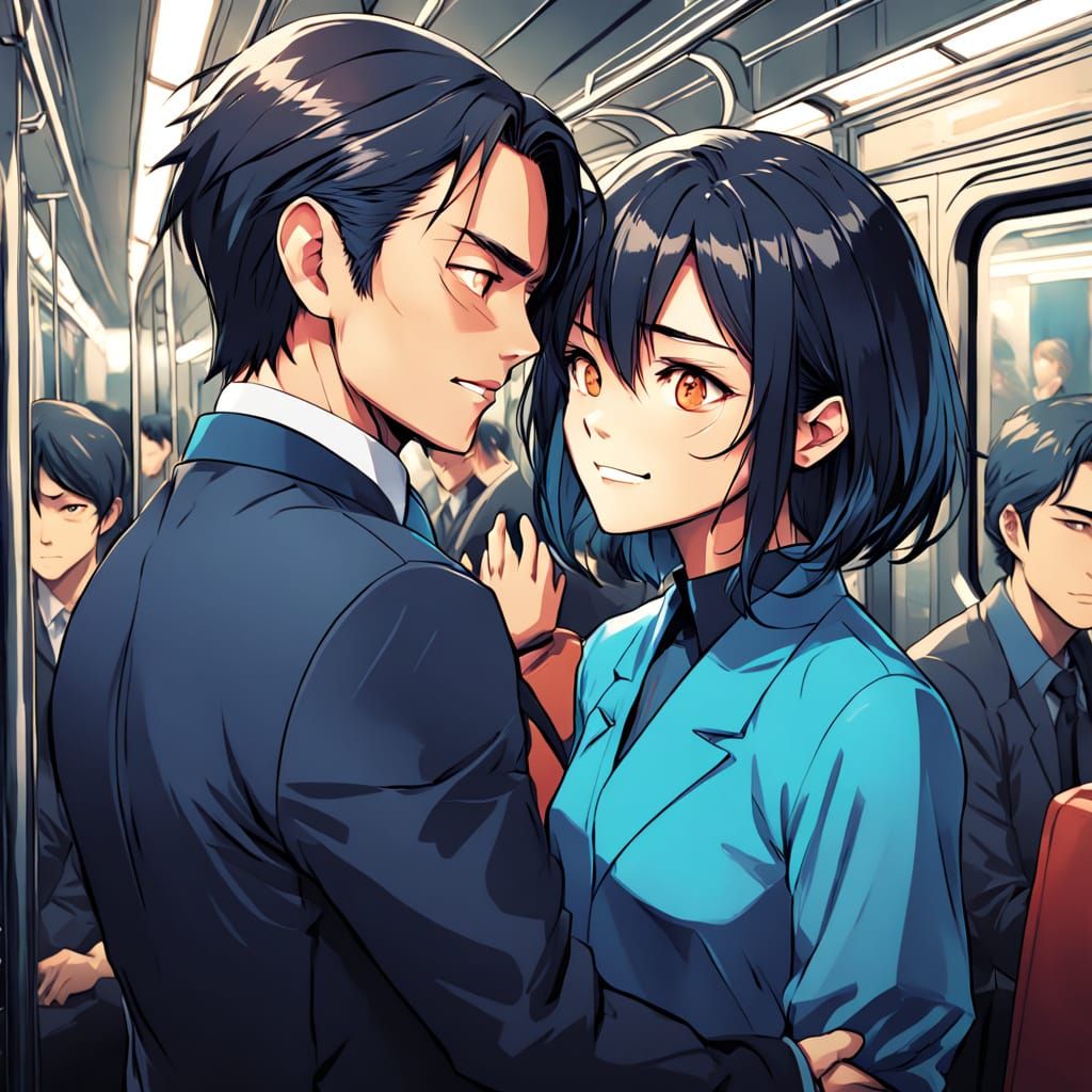 A Romantic Moment in Cel-Shaded Anime Style