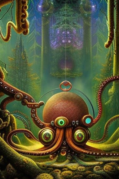 Steampunk Octopus on Stargazing Platform