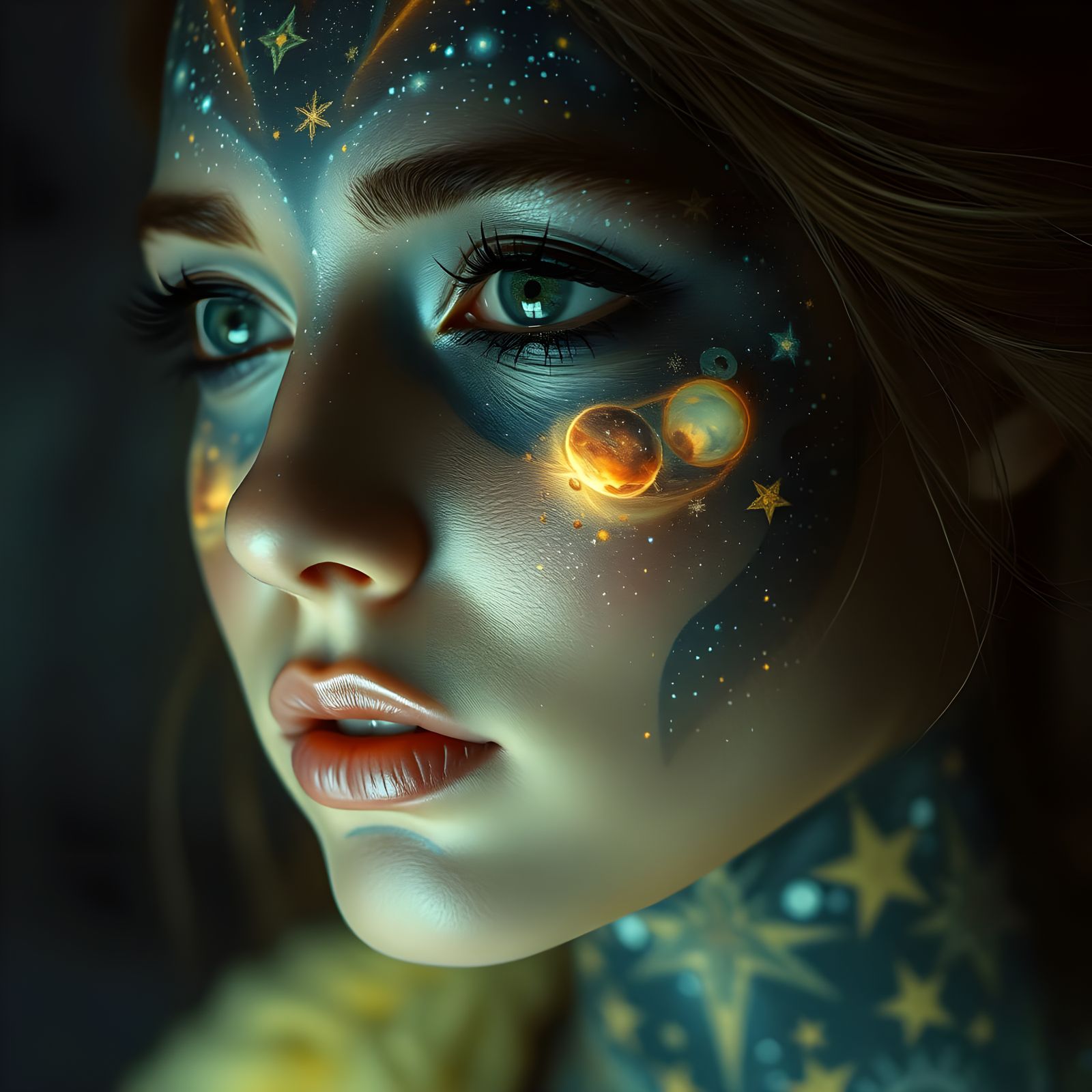 Stunning Nebula Makeup on Woman's Face