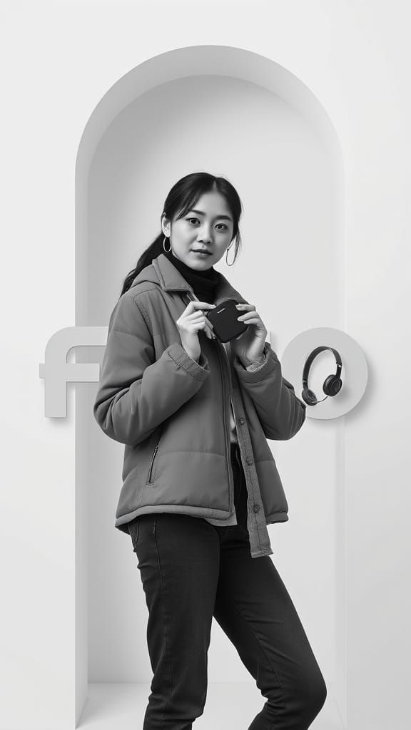 Monochrome Product Photo in Surreal Minimalist Style