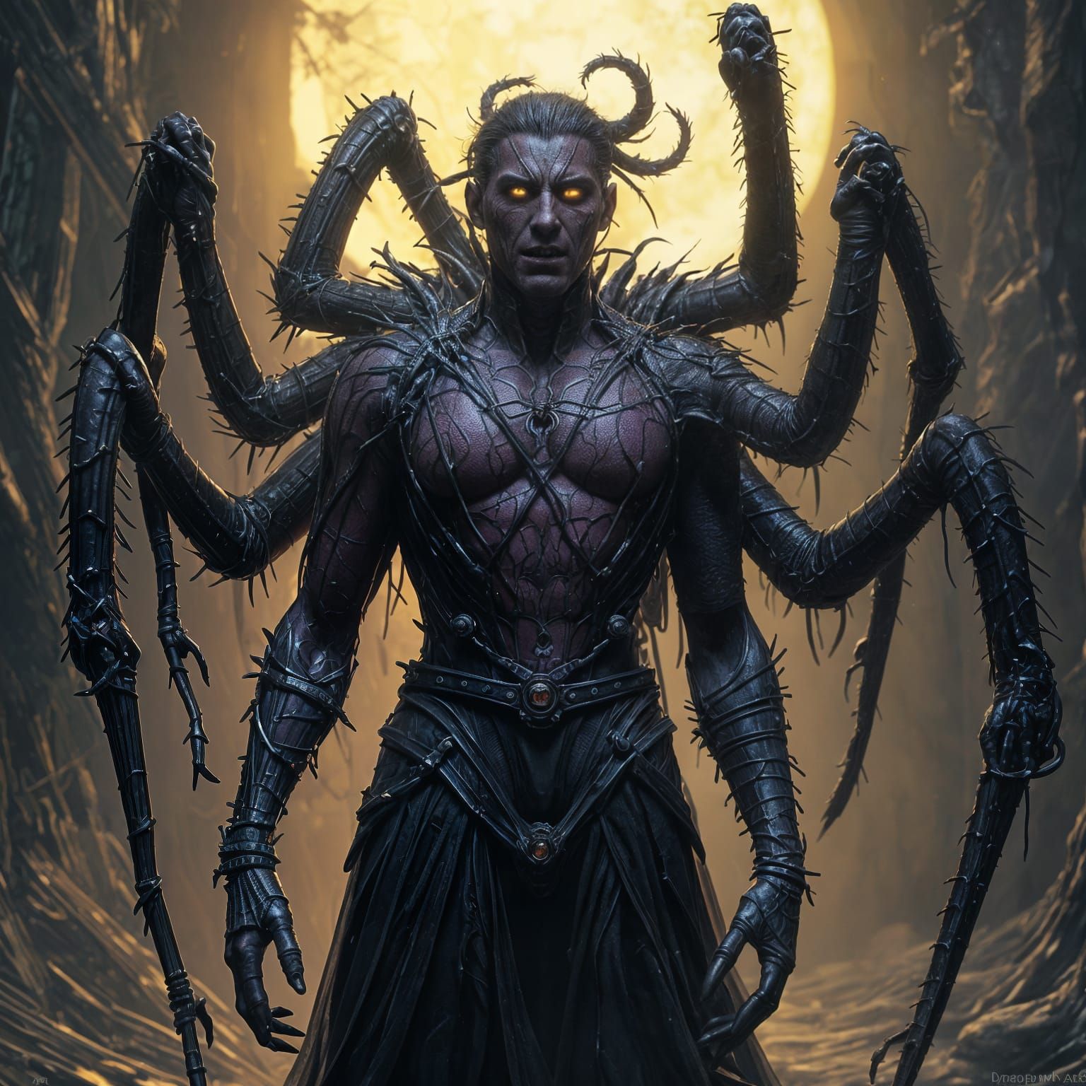 Dark Fantasy Hero Unveils Eight Spider Legs in Splendid Art