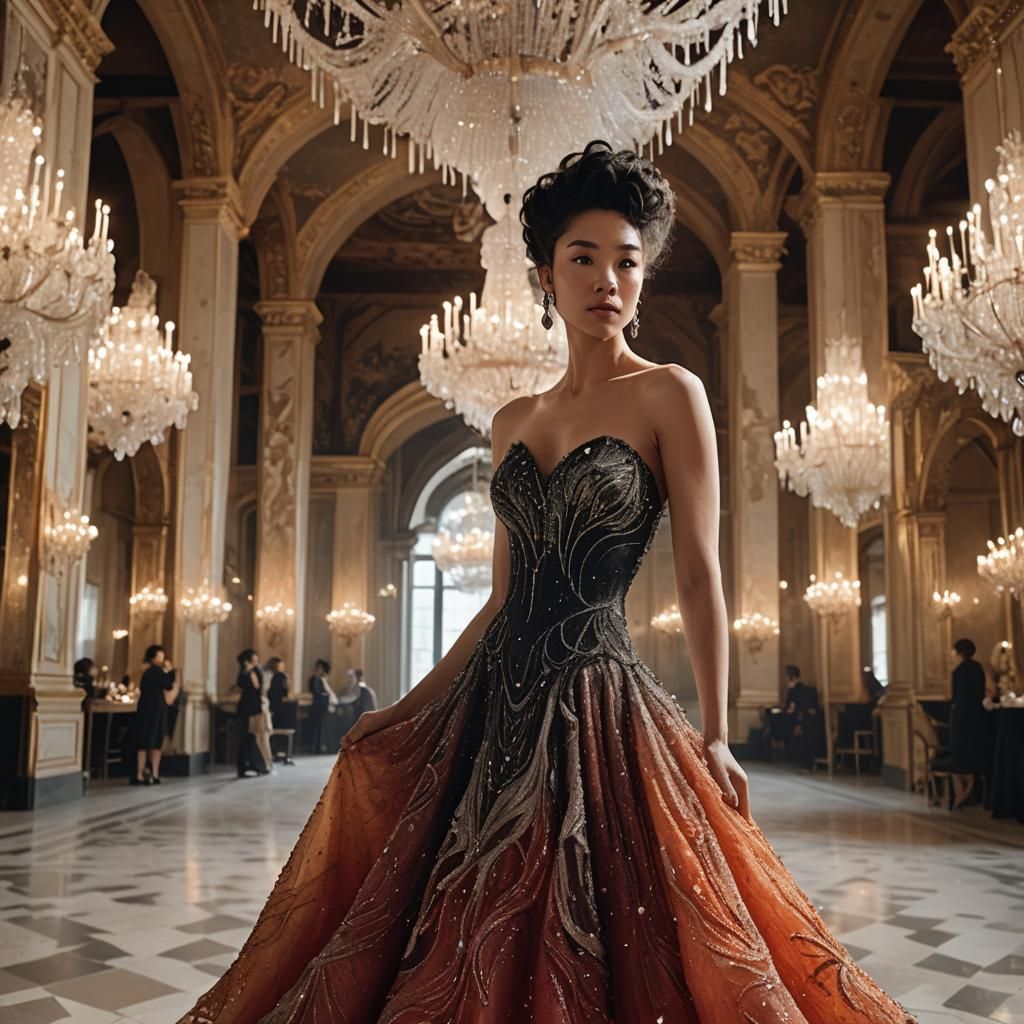 Opulent Ballroom Gown in a Dark Fairy Tale Style