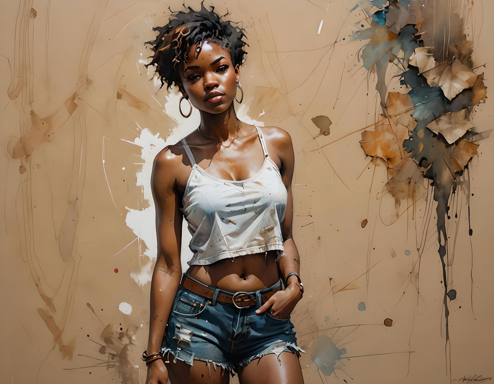 Embarrassed Girl with Intricate Details